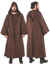 Merlin Cotton Brown – Medieval Viking Cotton Canvas Hooded Robe